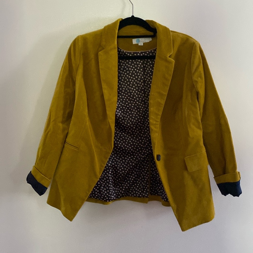 Boden mustard/yellow velvet blazer